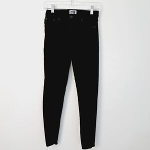 AGOLDE Black Stretch Mid Rise Raw Hem Skinny Jeans‎